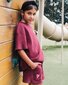 The Girl Club Heart Patch Cotton Rib Crop Tee - Dark Plum
