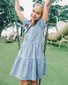 The Girl Club Blue Cotton Rib Relaxed Play Dress