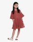 The Girl Club Sangria Cotton Rib Flare Sleeve Button Front Dress