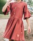 The Girl Club Sangria Cotton Rib Flare Sleeve Button Front Dress