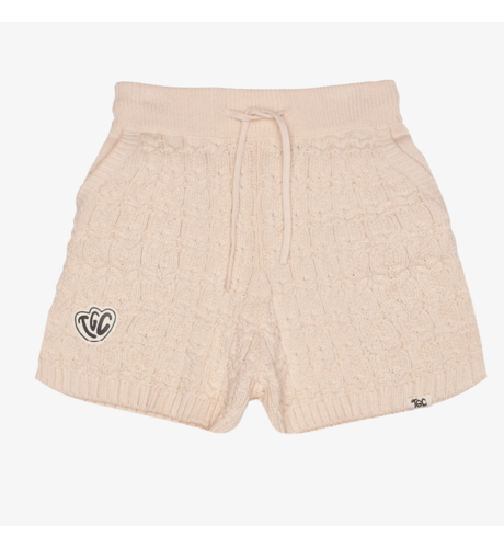 The Girl Club Lace Knit Relaxed Shorts - Cream