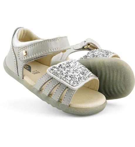 Bobux Step Up Gem Sandal - Silver Sparkle