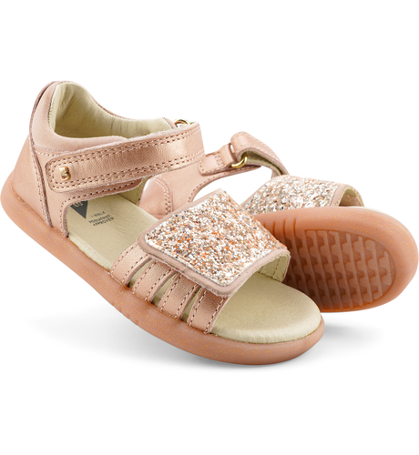 Bobux iWalk Gem Sandal - Rose Gold Sparkle