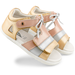 Bobux Step Up Mirror Sandal - Pale Gold + Rose Gold Stripe