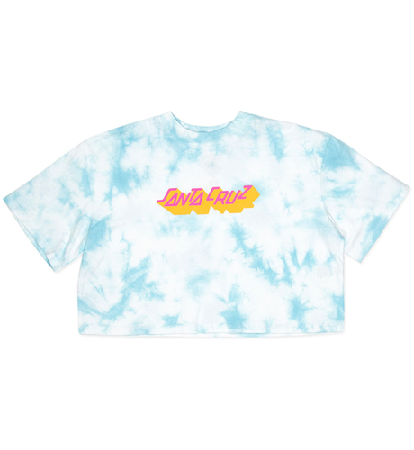 Santa Cruz Step Strip Crop Top - Aqua Tie Dye