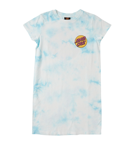 Santa Cruz Other Dot Pop Chest Tee-Shirt Dress - Aqua Tie Dye