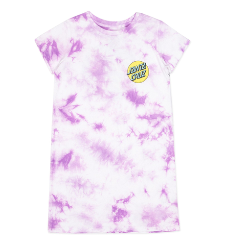 Santa Cruz Other Dot Pop Chest Tee-Shirt Dress - Purple Tie Dye