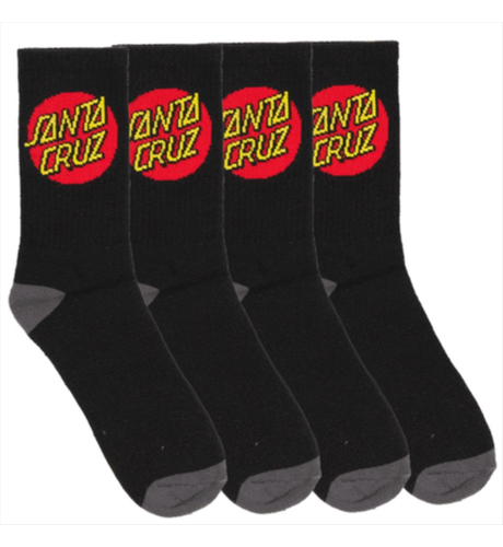 Santa Cruz Classic Dot Crew Socks 4pk (Mens 7-11) - Black