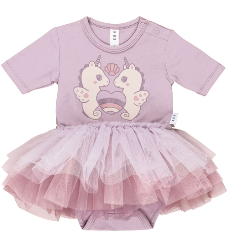 Huxbaby Lilac Seacorns Layered Ballet Onesie