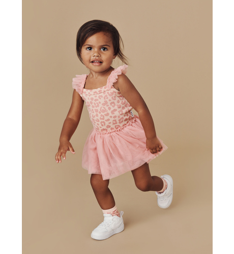 Huxbaby Peach Hux Frill Rib Ballet Onesie