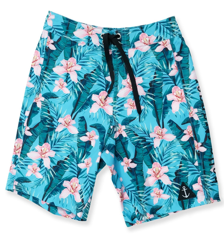 Hello Stranger Floral Long Board Short - Blue Floral