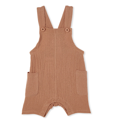 Milky Crinkle Cotton Baby Overall - Chestnut