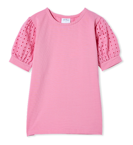 Milky Pink Broderie Slv Baby Tee