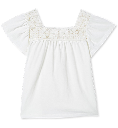 Milky Crochet Detail Tee - White