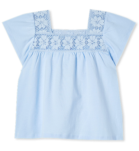 Milky Crochet Detail Tee - Ice Blue