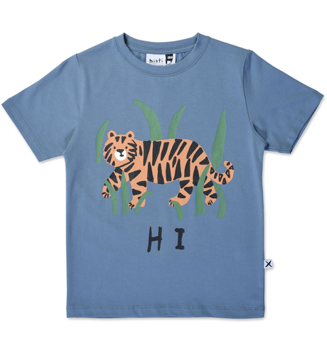 Minti Hi Bye Tiger Tee - Steel