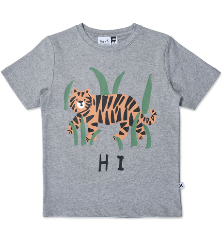 Minti Hi Bye Tiger Tee - Grey Motley