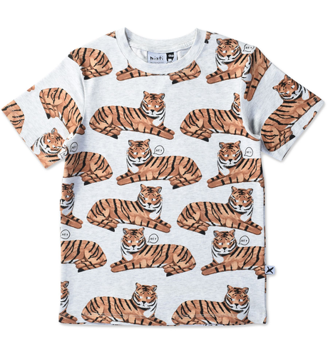 Minti Friendly Tigers Tee - White Marle