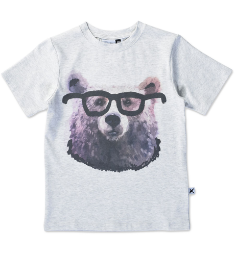 Minti Smart Bear Tee - White Marle