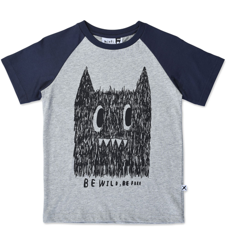 Minti Be Wild Tee - Grey Marle/Ink