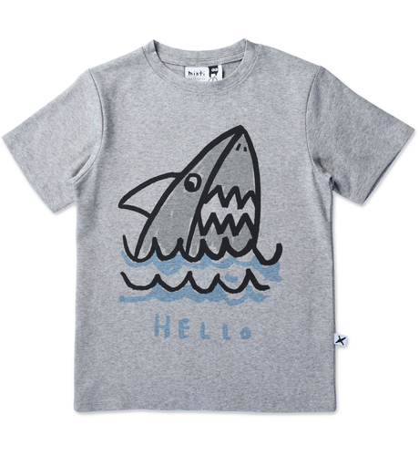 Minti Texta Shark Tee - Grey Motley