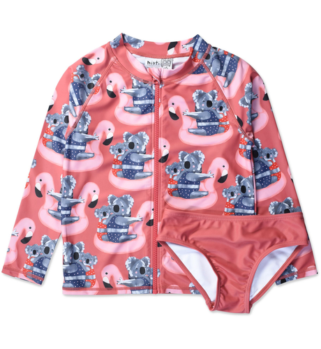 Minti Floating Koalas Rashie Set - Coral