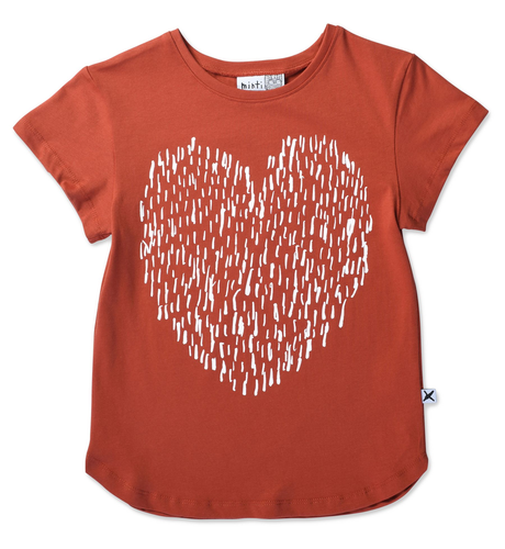 Minti Dash Heart Tee - Tangerine