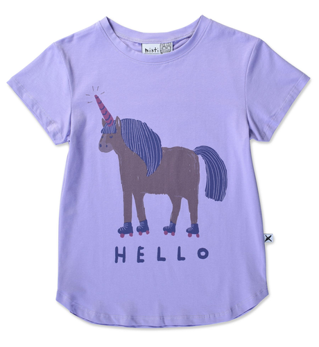 Minti Hello Goodbye Unicorn Tee - Purple