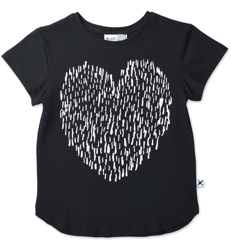 Minti Dash Heart Tee - Black