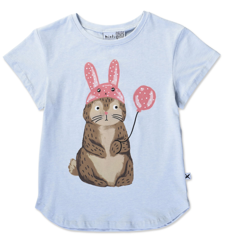 Minti Dressed Up Bunny Tee - Light Blue Marle