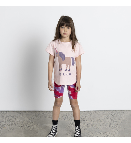 Minti Hello Goodbye Unicorn Tee - Pink Marle