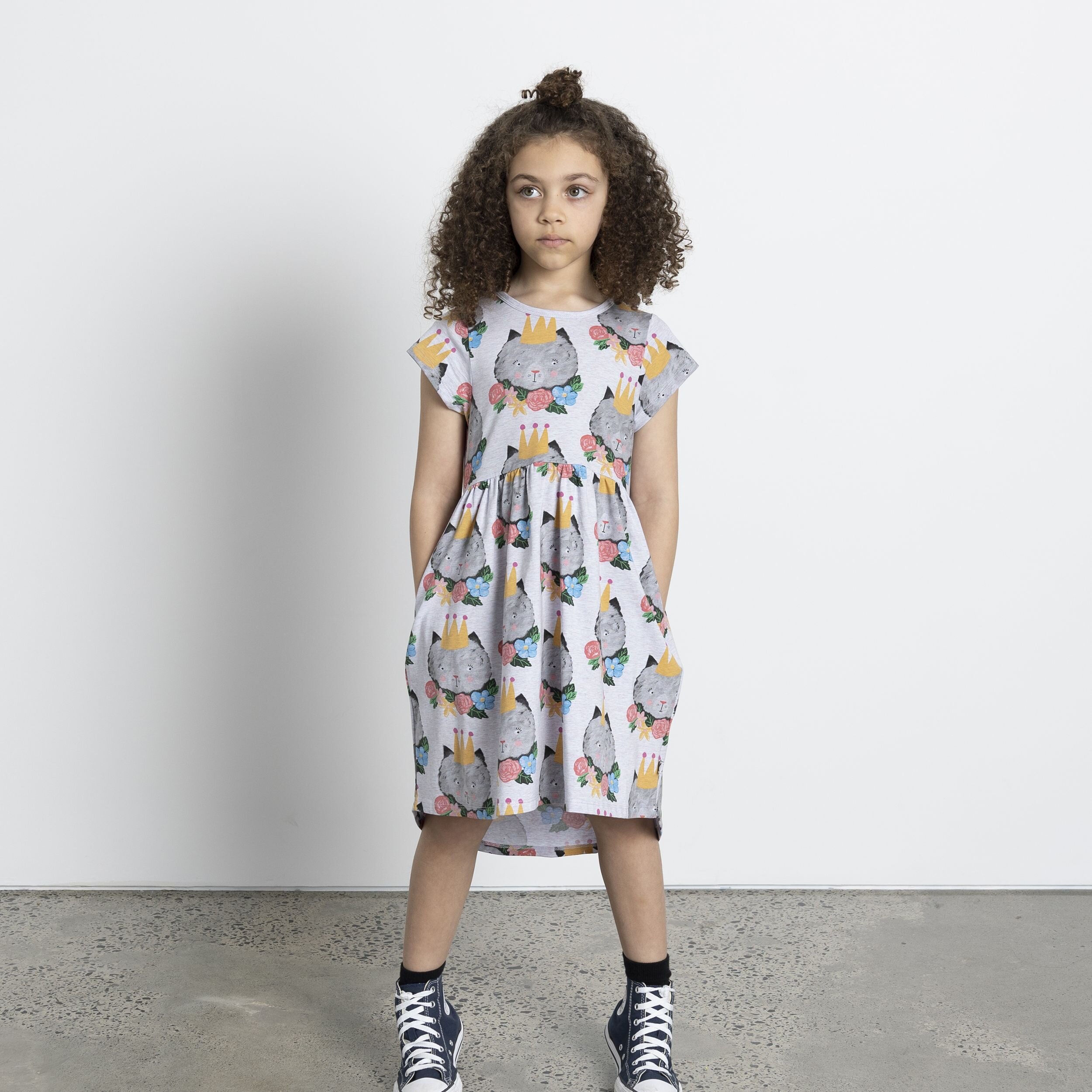 Minti Tropical Kitty Dress Lilac Marle CLOTHINGGIRLGirls Dresses