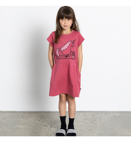 Minti Unicorn At A Picnic Dress - Rose