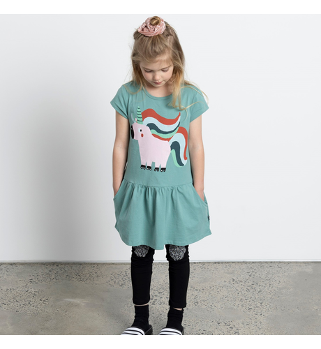 Minti Sporty Unicorn Dress - Emerald