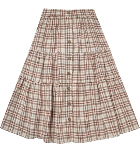 Rylee + Cru Joelle Skirt - Mocha Plaid