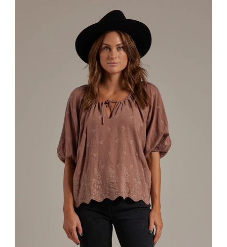 Rylee + Cru Womens Carly Top - Grapevine Embroidery