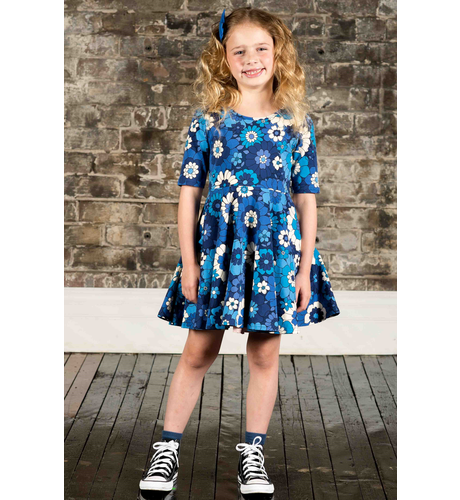 Rock Your Kid Aloha Azure Waisted Dress