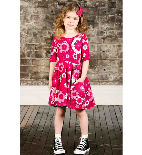 Rock Your Kid Aloha Fuchsia Waisted Dress