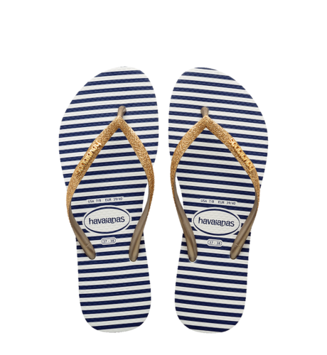 Havaianas Slim Glitter Stripes - White/Sand