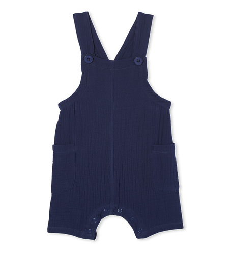 Milky Crinkle Cotton Baby Overall - Navy