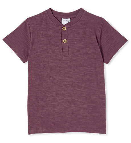 Milky Plum Slub Henley Tee