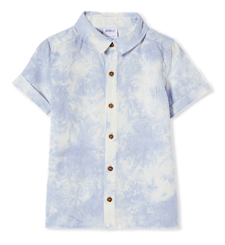 Milky Tie Dye Linen Shirt - Blue