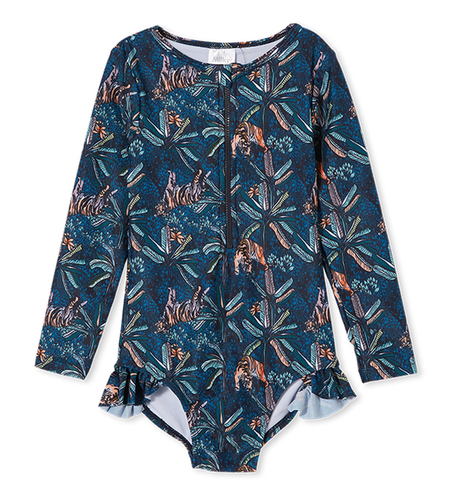 Milky Tiger Palm Frill L/S Swimsuit