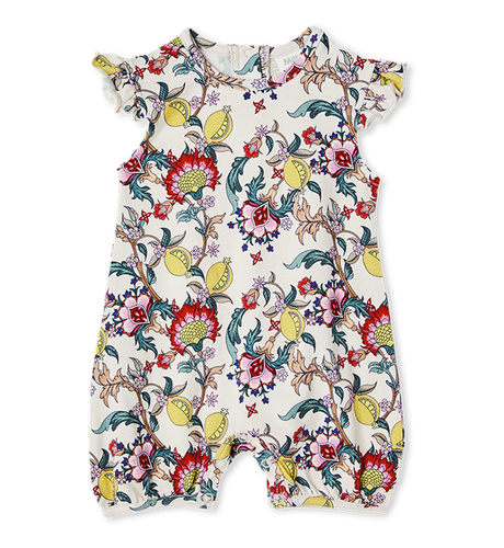 Milky Citrus Floral Romper