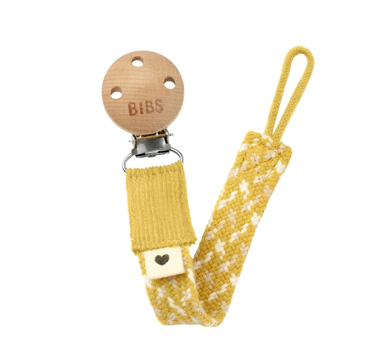 Bibs Paci Braid/Pacifier Clip Mustard BABY ESSENTIALSTeething