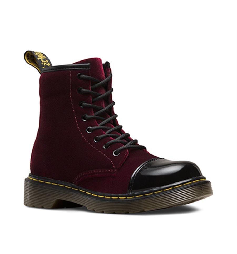 cherry red doc martens black polish