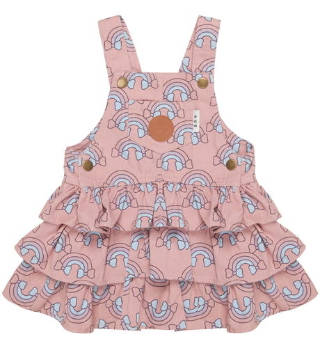 Huxbaby Rain Bow Overall Frill Dress - Dusty Rose