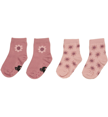 Huxbaby Flower 2Pk Socks - Dusty Rose + Rosebud