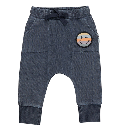 Huxbaby Rainbow Smiley Pocket Drop Crotch Pant - Denim