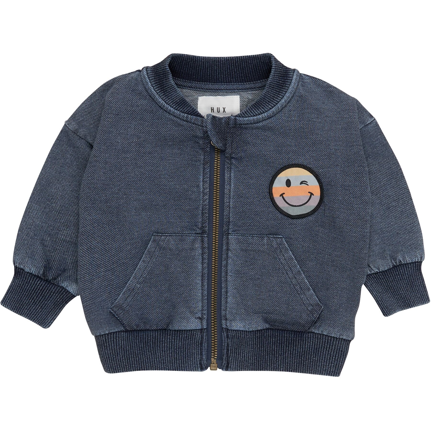 Huxbaby Rainbow Smiley Retro Pocket Track Jacket Denim SHOP BY